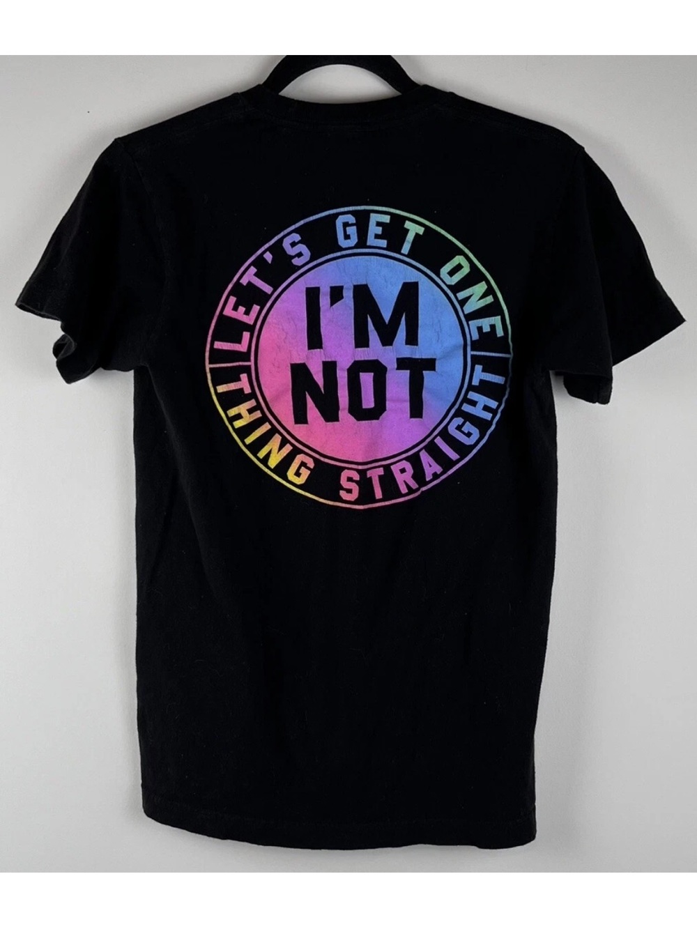 Let’s Get One Thing Straight I’m Not Adult Small Graphic Tshirt Black LGBT Pride